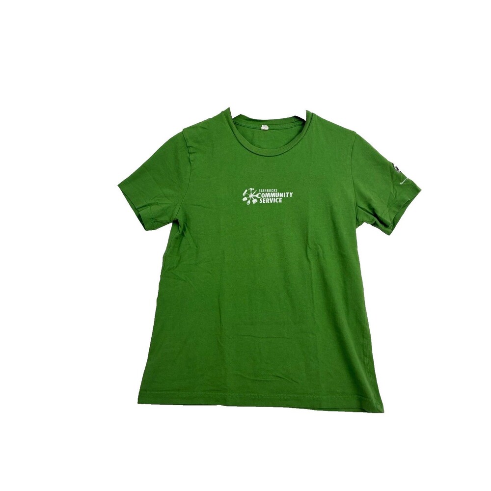 Starbucks Community Service T Shirt Womens Small Green Made in USA Coffee Tee